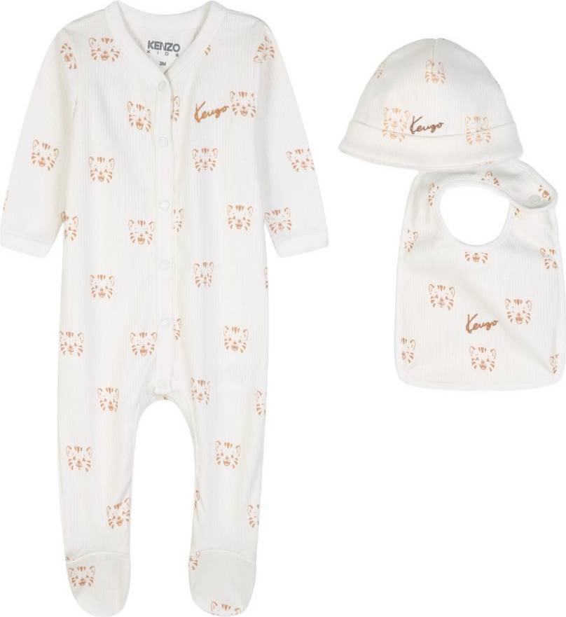 Kenzo Kids Tiger Print Ribbed Textile Set - Neutrals