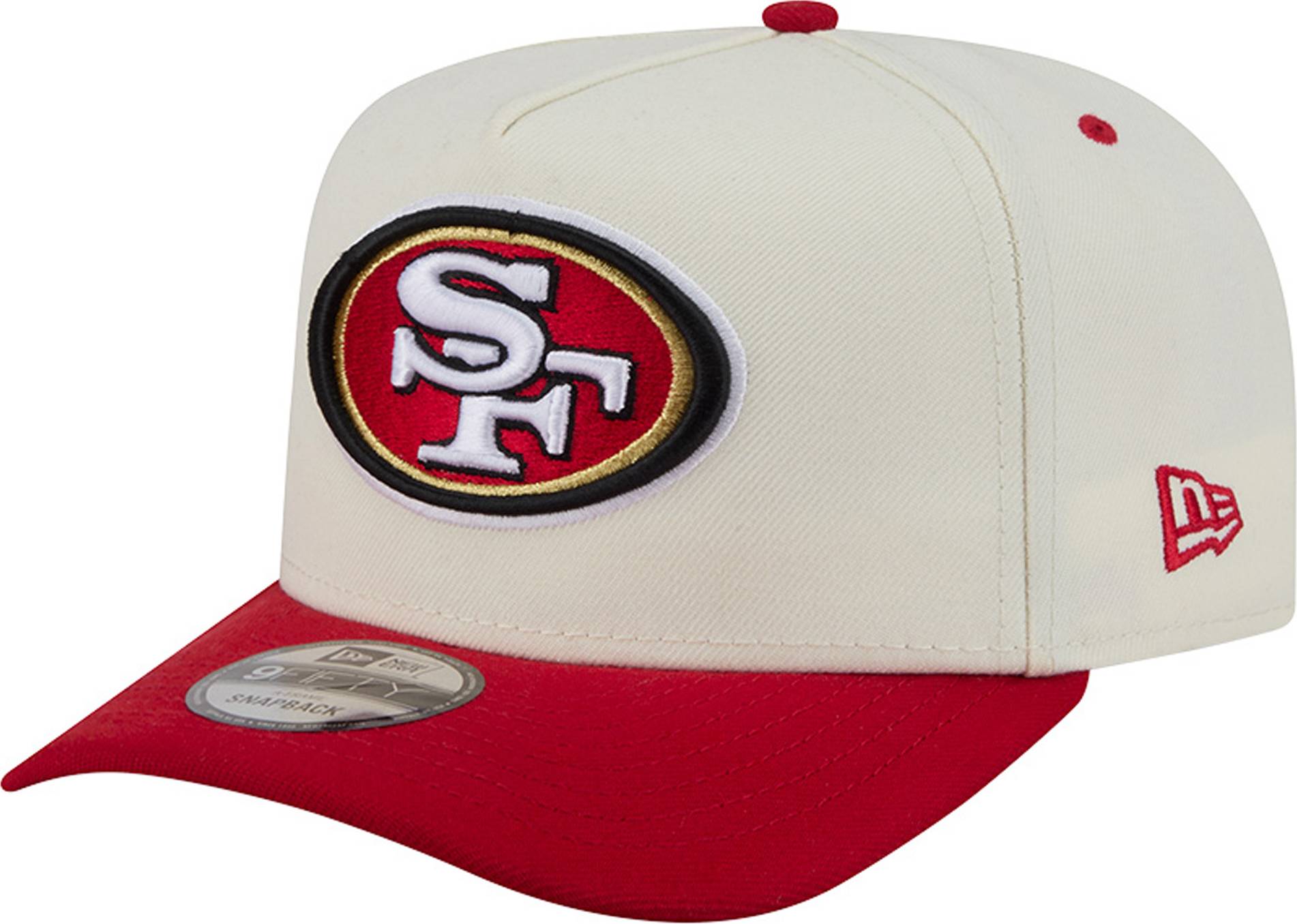 New Era Rear Wordmark A-Frame 9FIFTY Snapback Hat - Cream/Scarlet