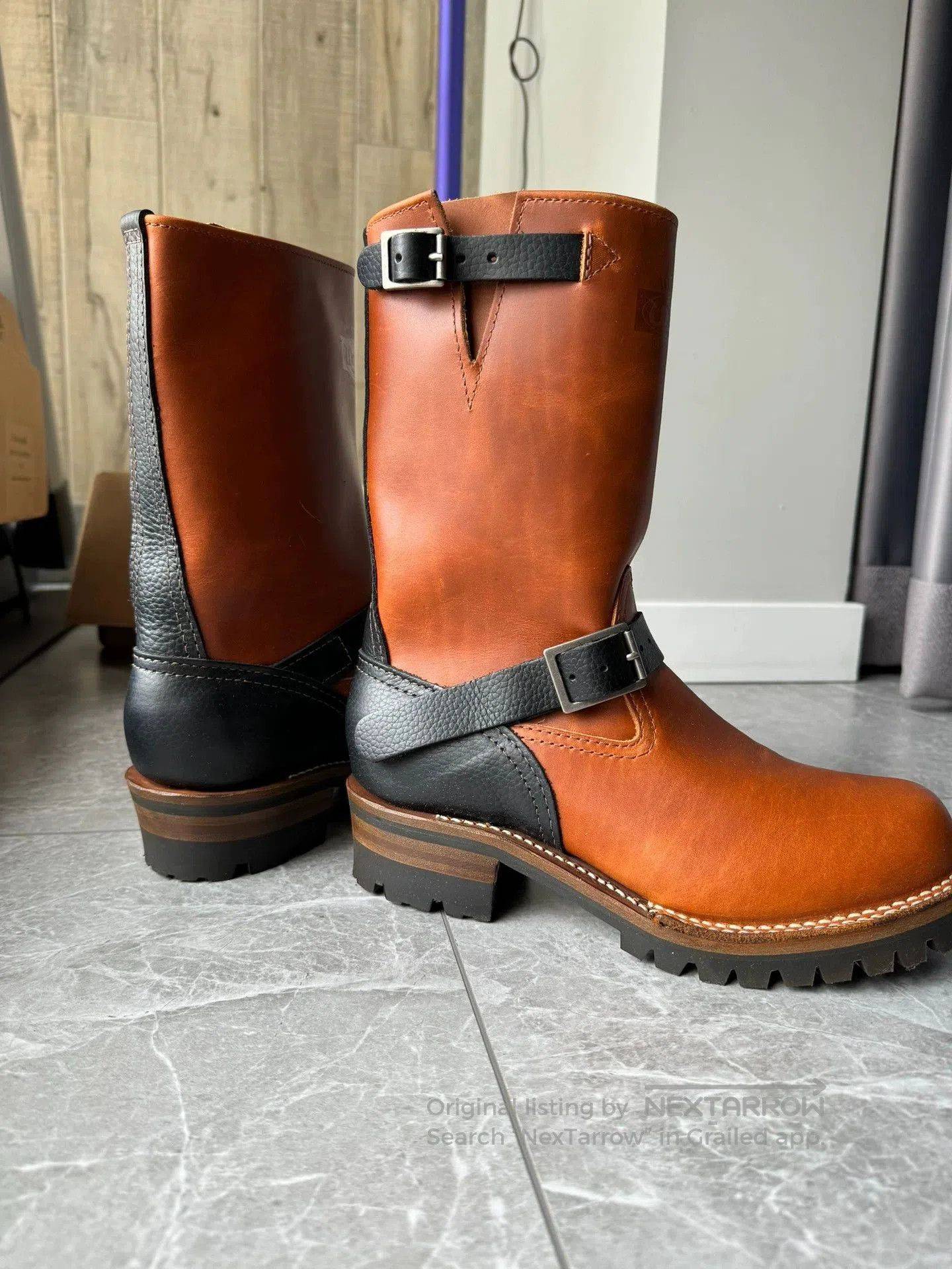 Engineer Boot Rrl Tan Black Lizard - Brown