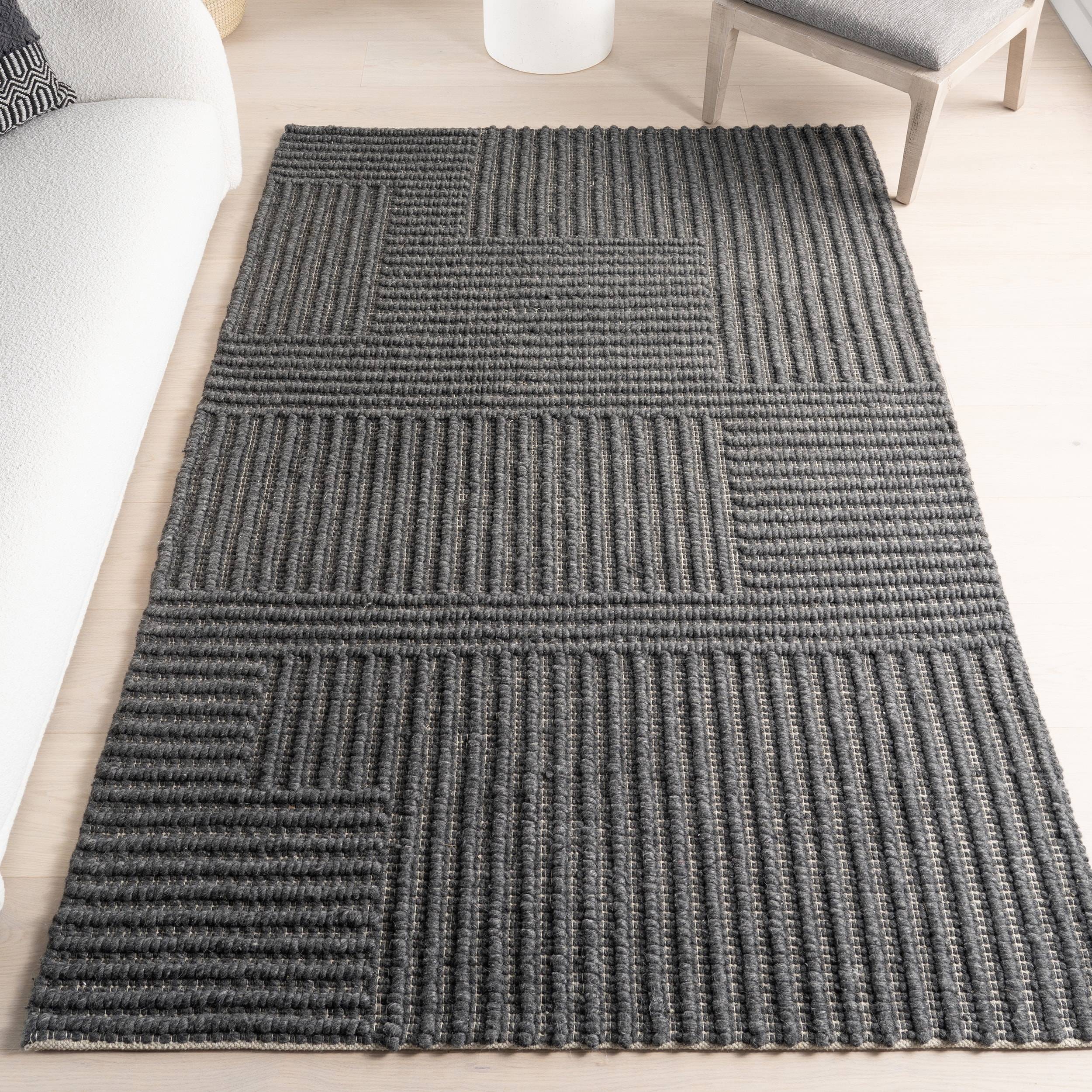 Nuloom Dorene Contemporary High-Low Striped Wool Area Rug Gray Gray