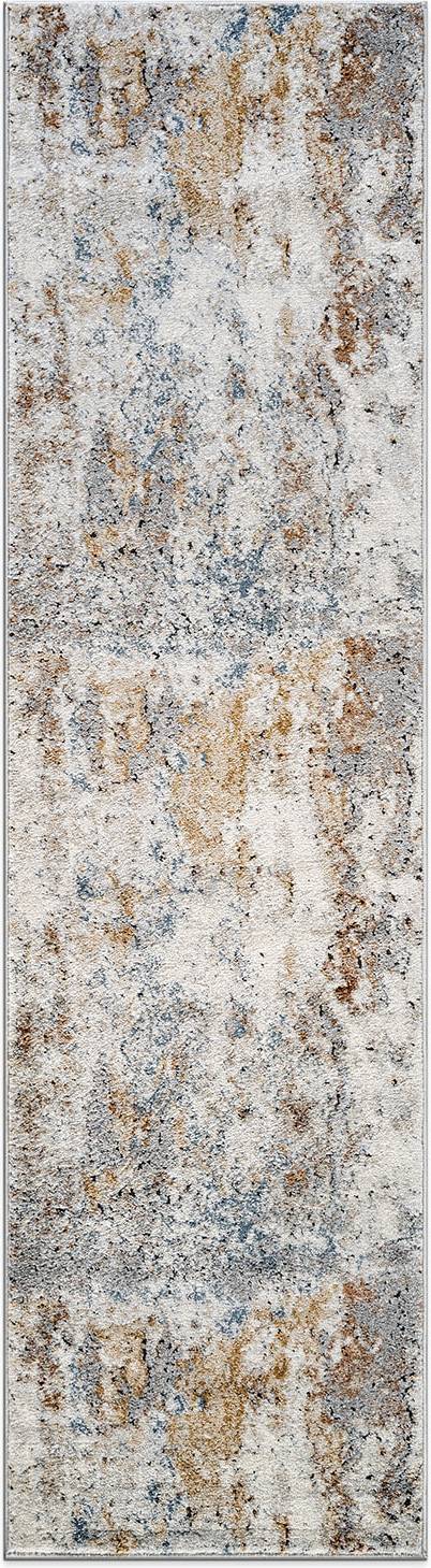 World Rug Gallery Muted Multi Tonal Abstract 2 x 12 ft Brown, Multicolor