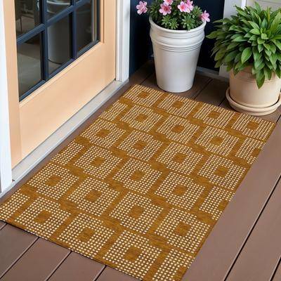 Outdoor rug Homeroots Geometric Transitional Rectangle Outdoor Rug