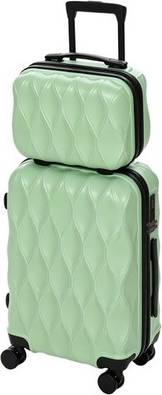 2 piece luggage set Homcom 2-Piece Hard Shell Luggage Set With Tsa Lock Green