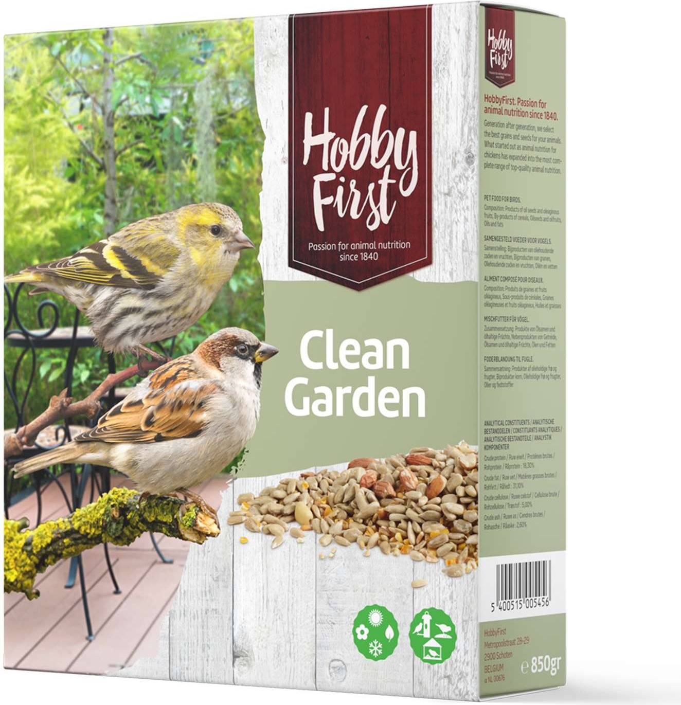 Fågelfoder Clean Garden 850 g