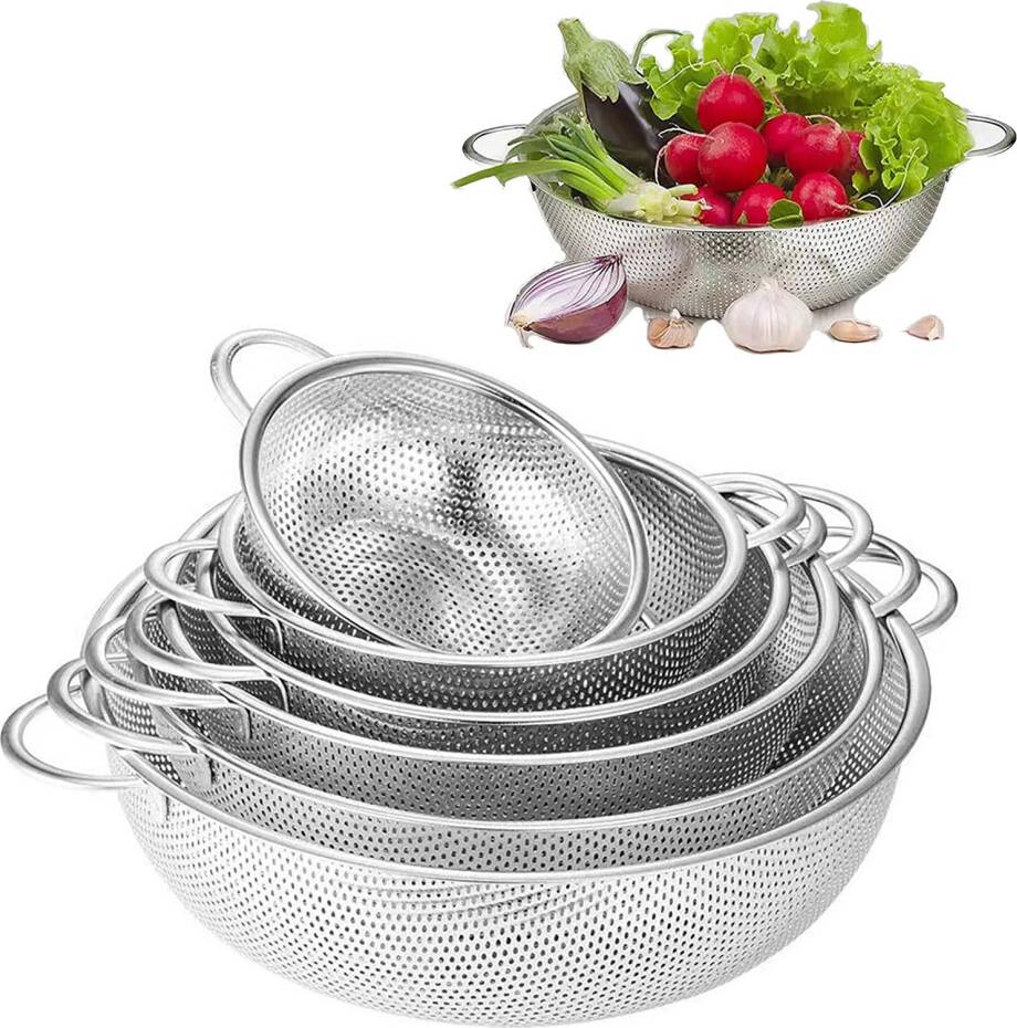 Stainless Steel Nesting Colander Set for Vegetables, Rice and Pasta Colander