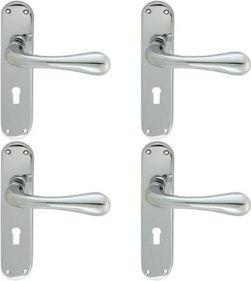 Door handle with lock Loops Rounded Flaired Latch Lock Door Handle 4 Pack
