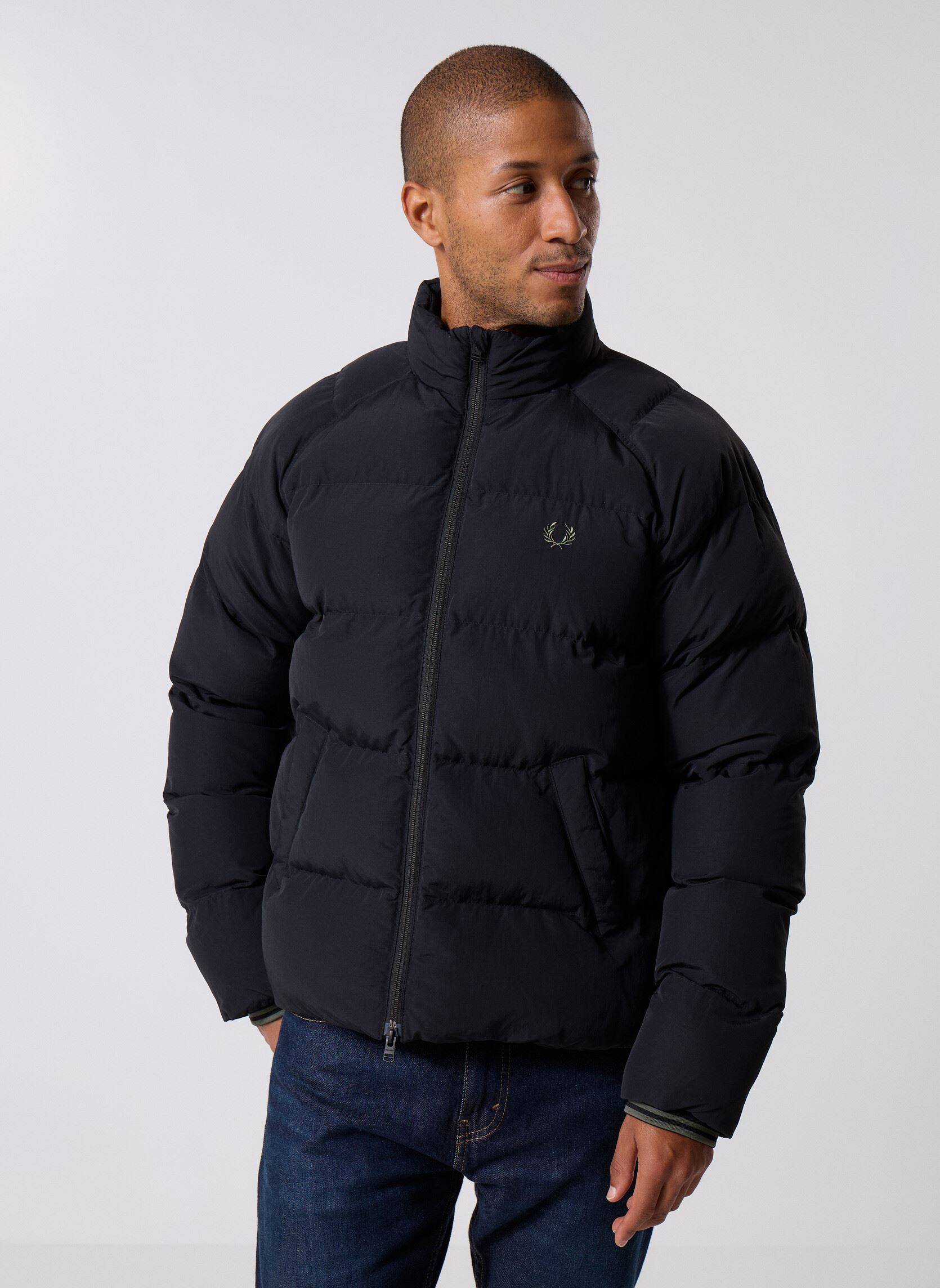Fred Perry Raglan Sleeve Padded Jacket - Black