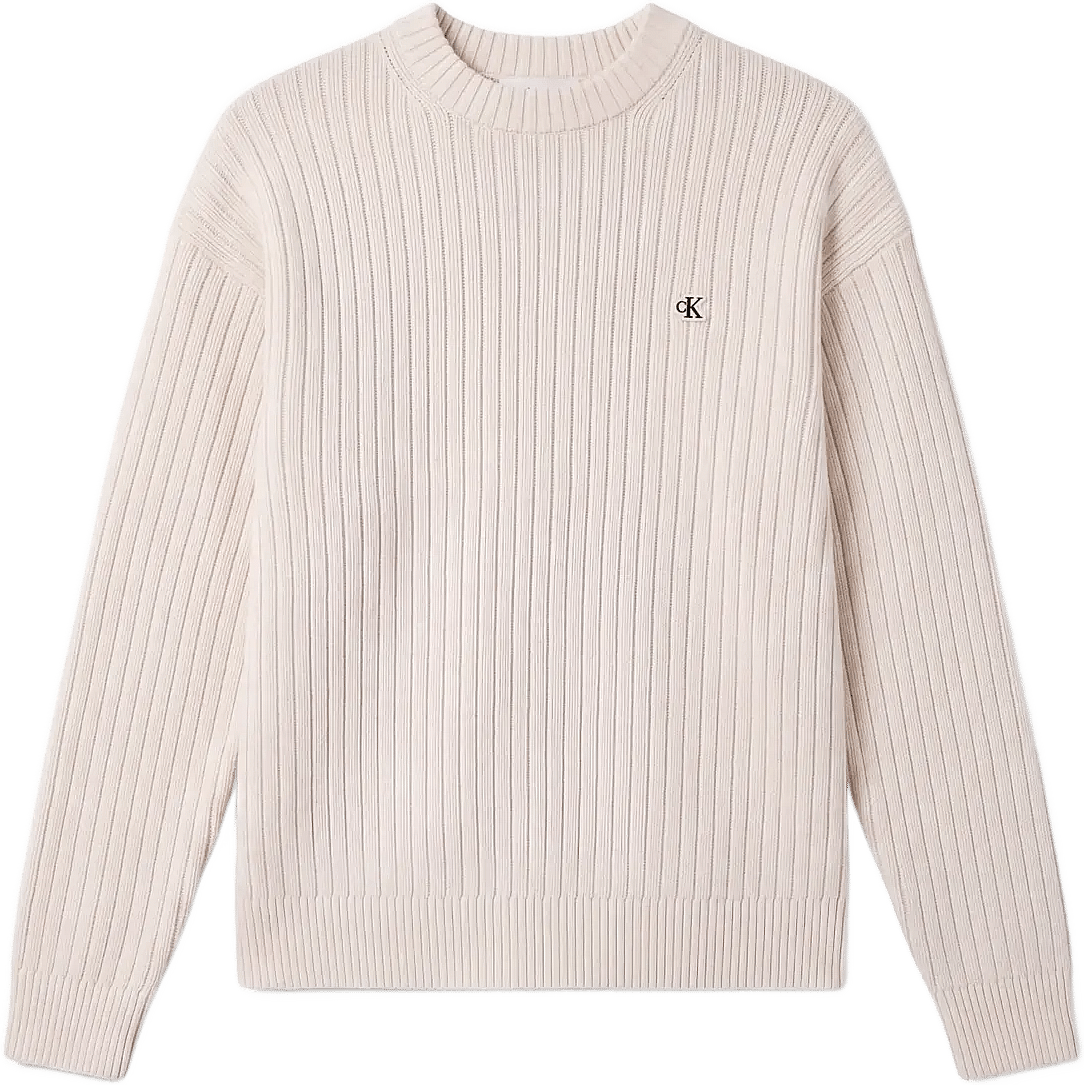 Calvin Klein Jeans Strickpullover Rippstrick Regular Fit Weiß