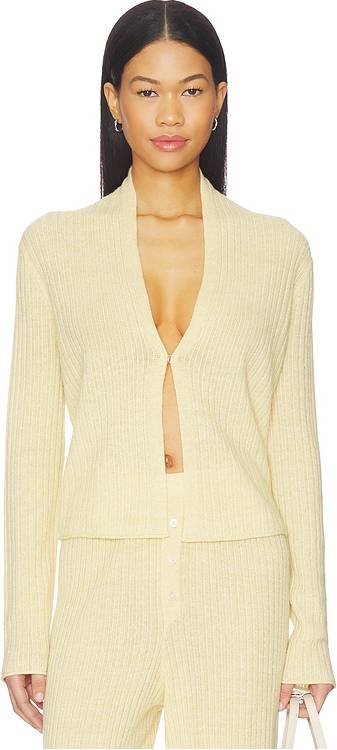 Guest In Residence Rib Stealth Cardigan - Lemon