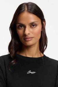 BOSS Ever Premium Damenmode Sweater Rundhals Rippstrickbündchen - Schwarz