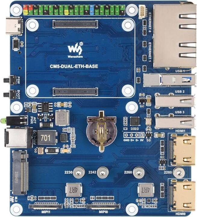 Exogio Raspberry Pi CM5 Expansion Board Dual Ethernet Port