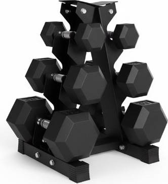 Dumbbell set B&Q Hex Dumbbell Set 75Kg With Rack
