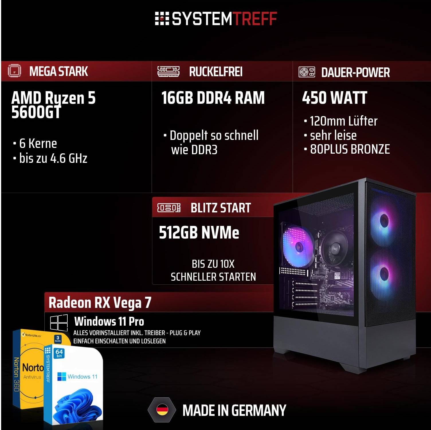 Systemtreff Multimedia PC G254913 512GB 16GB PC System