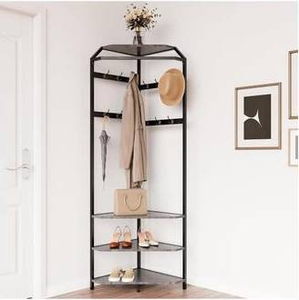 Coat rack shoe bench Gaomon Corner Coat Rack With Shoe Bench 6 Double Hooks Shoe Rack
