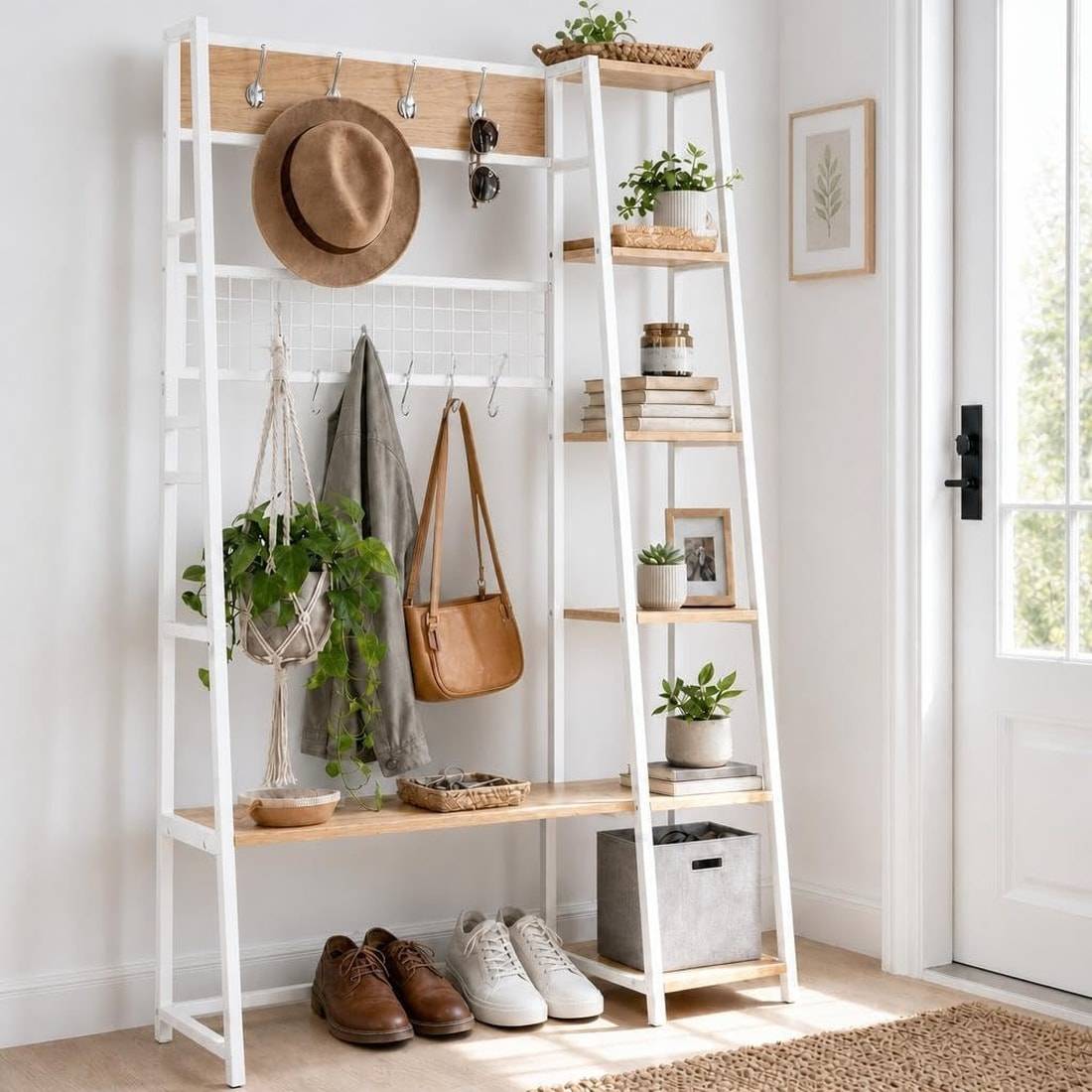 Coat rack shoe bench Gaomon 4-in-1 Hall Tree with Bench Coat Rack Shoe Rack