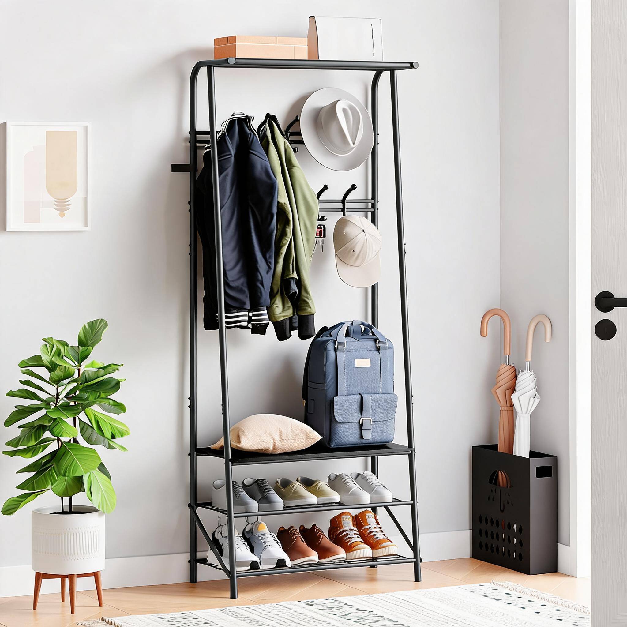 Coat rack shoe bench Aoile 4 in 1 Hall Tree Coat Rack with Shoe Storage Bench Shoe Rack