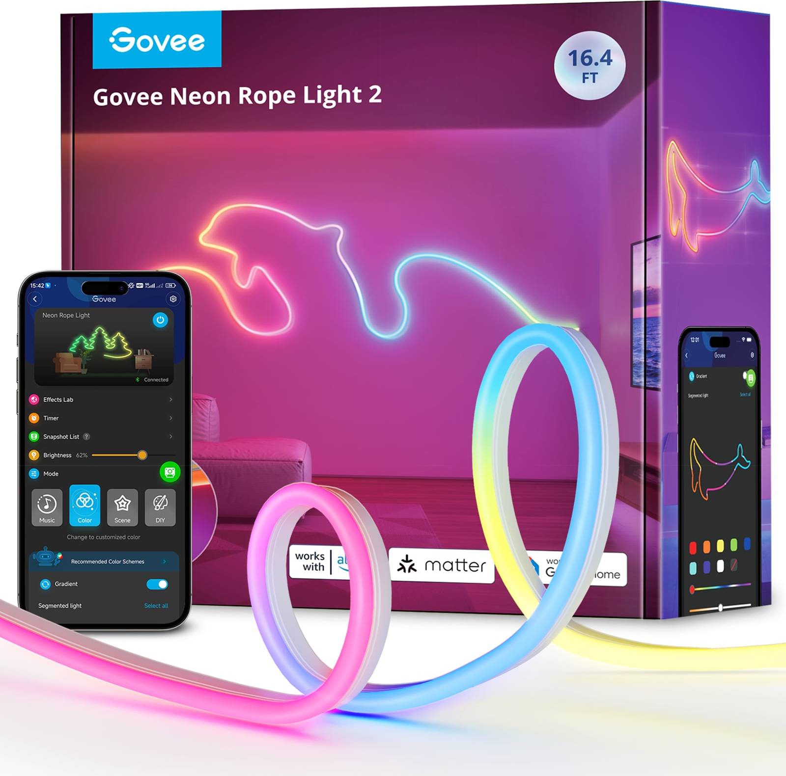 Govee led lights Govee Indoor 16.4 ft LED Rope Light White Fairy Light & Light Strip