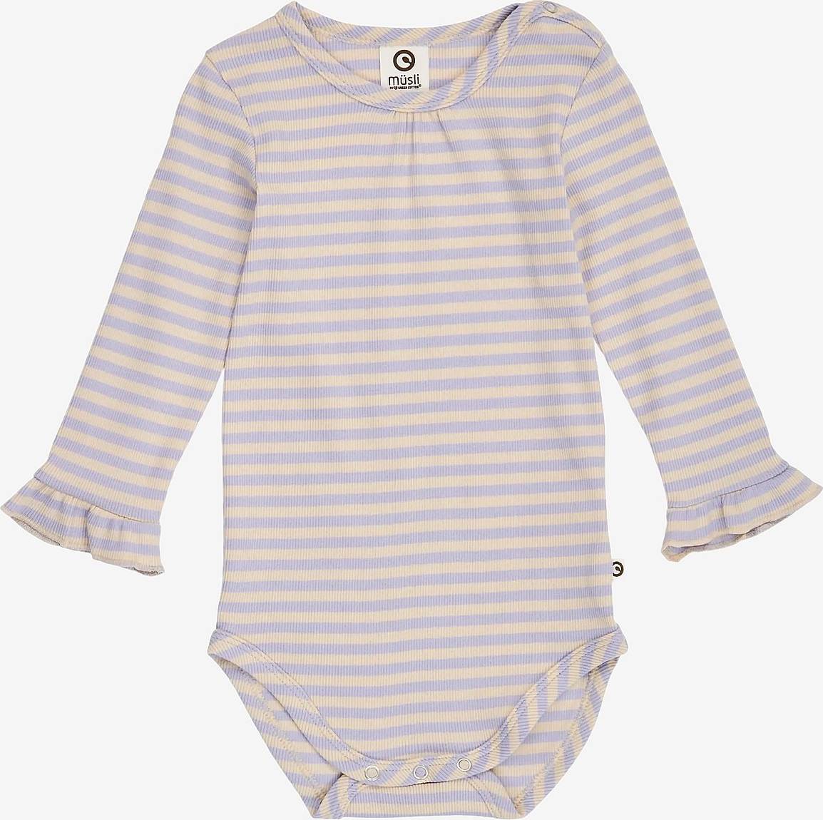 Müsli Stripe Rib Ruffle L/S Body - Blue