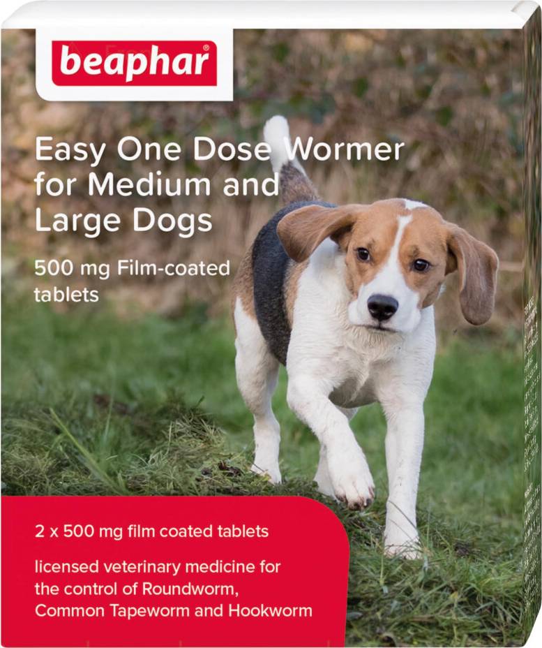 Beaphar One Dose Worming Tablets Medium Large Dogs 2 Tablets