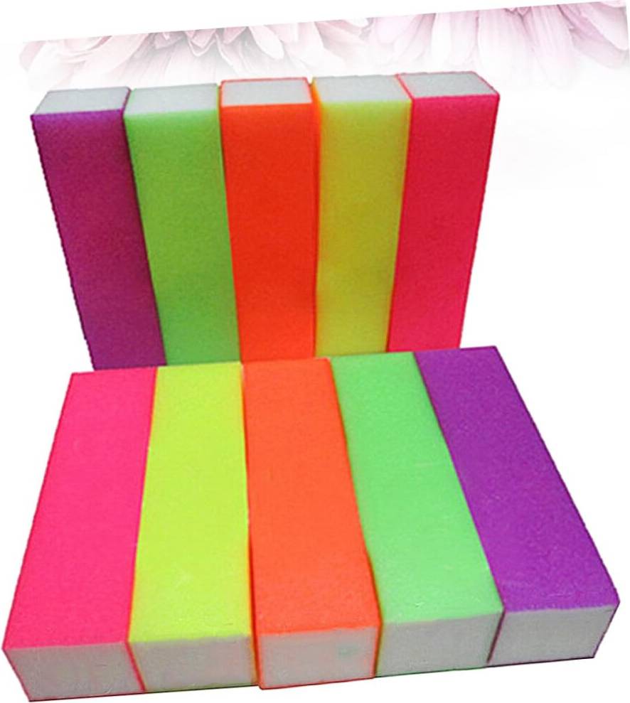 HKHBJS Nail Sanding File Sponge Buffer Blocks - Random Color 10-pack
