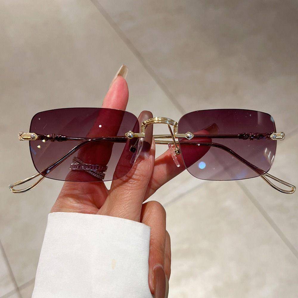 Yiran Rimless Metal Rectangle Sunglasses - Gold