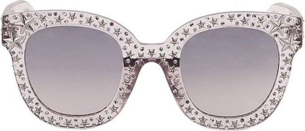 Oversized Frame Square Bling Rhinestone Sunglasses - Silver