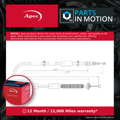 APEC Handbrake Cable For Chrysler Delta 1.6d Rear Right