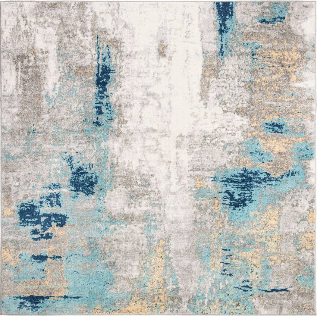 Trent Austin Design Abstract Grey Area Rug Square 152 cm Blue
