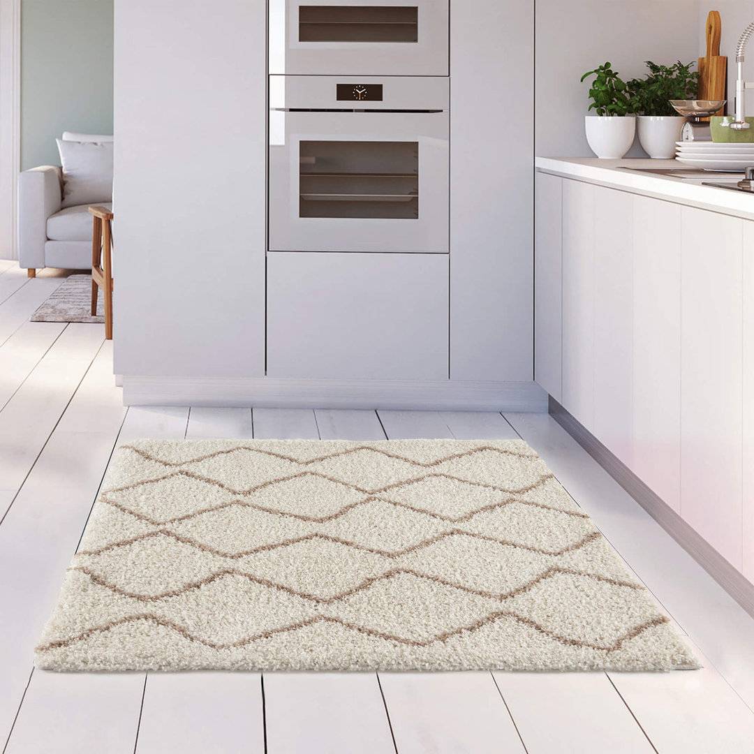 THE RUGS Shaggy Collection Rug Boho Ivory 80 x 150 cm Beige