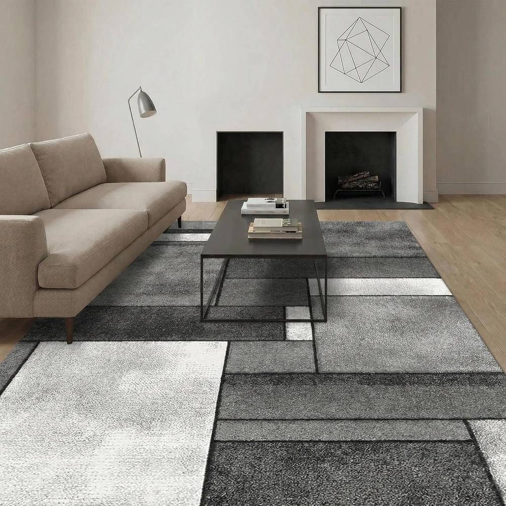 MCC Direct Rectangle Mosaic Pattern Rug 60 x 110 Grey cm