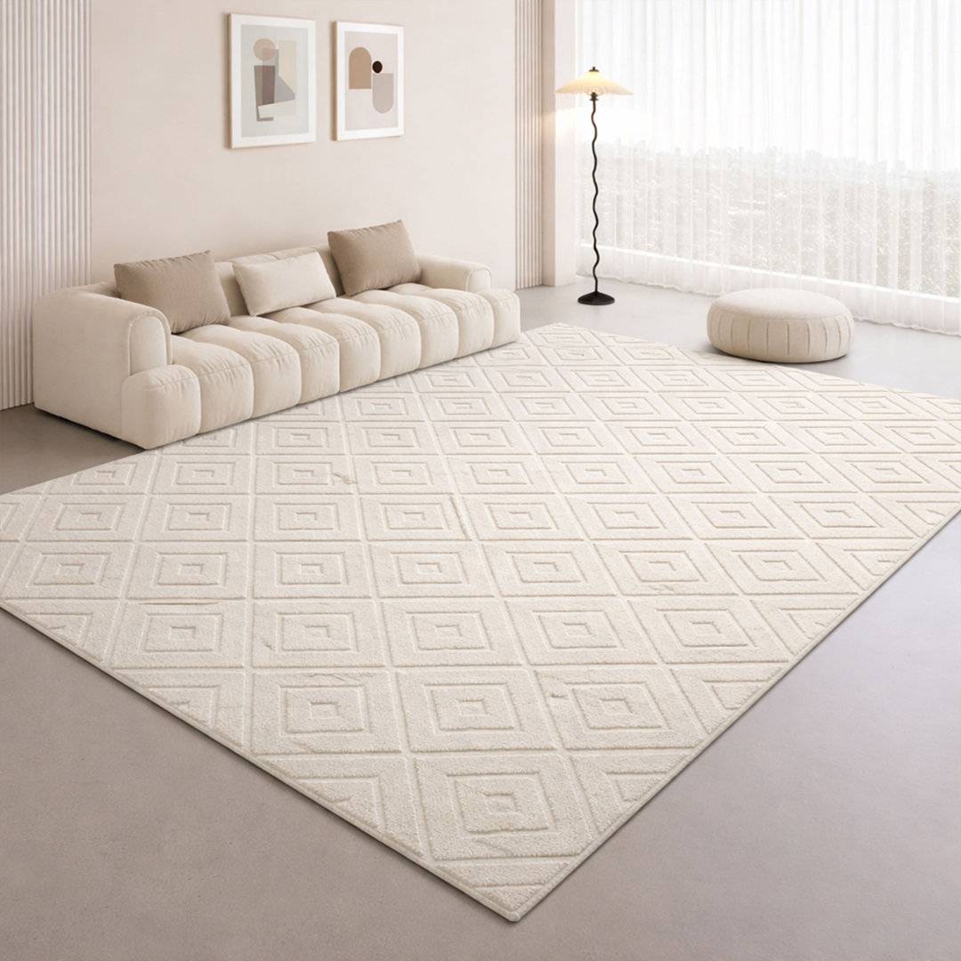 Metro Lane Cream Geometric Area Rug Beige cm