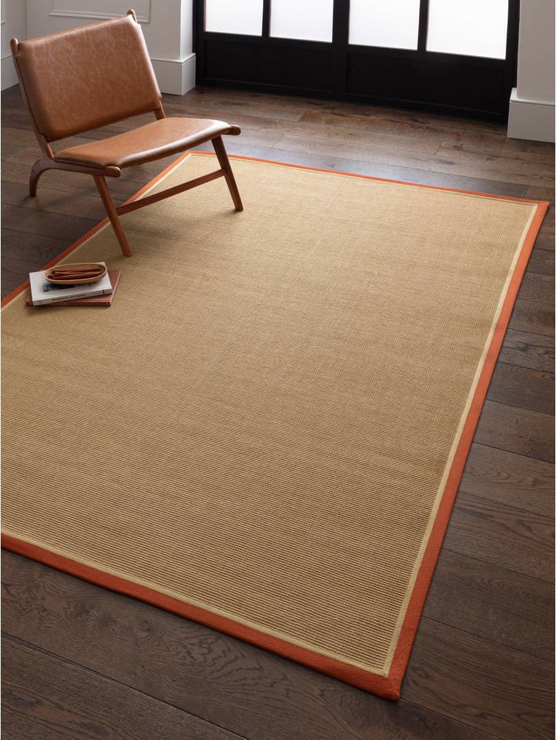 Ebern Designs Rondle Boucle Jute Area Rug Rust Linen 200 x 290 cm Brown