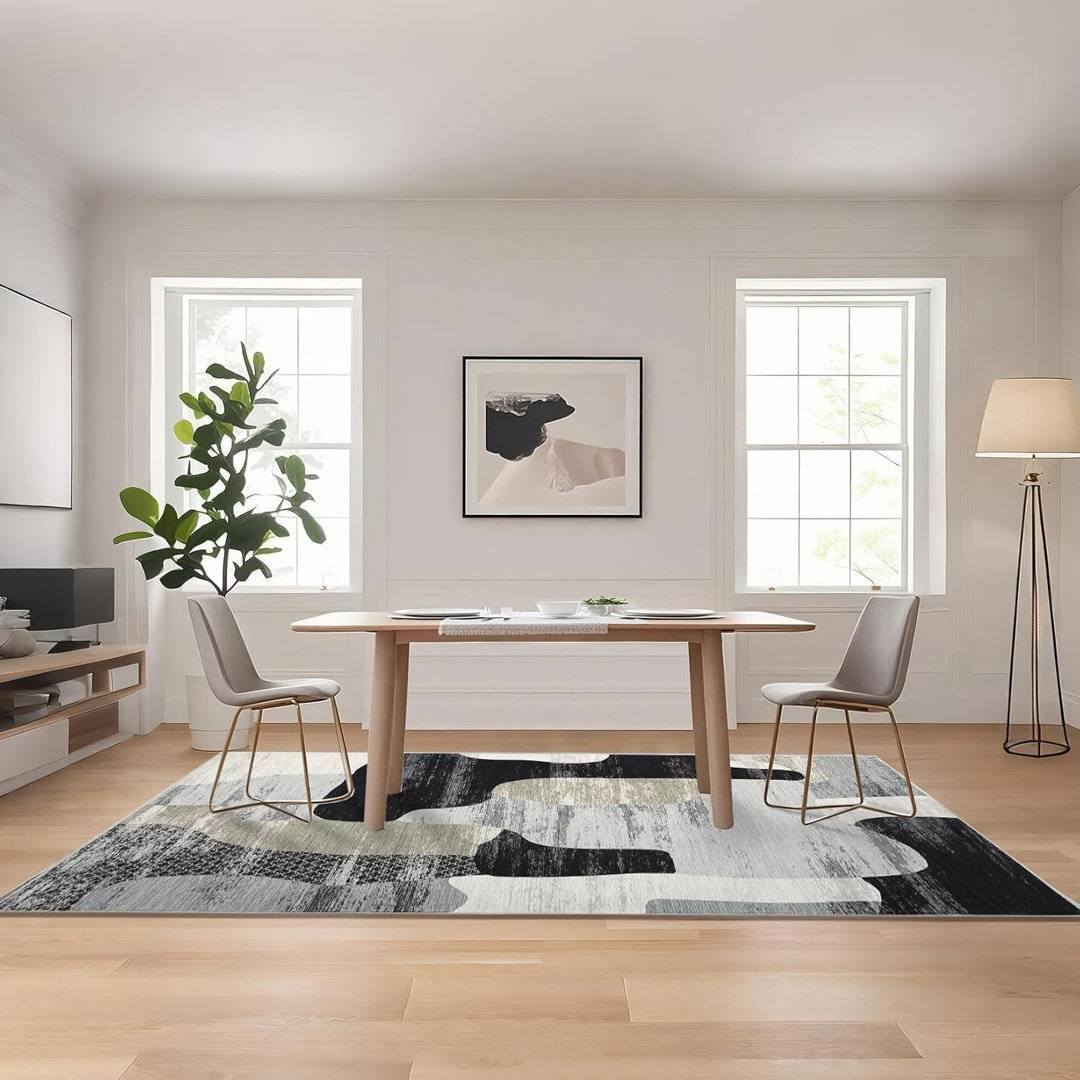 Abstract Machine Printed Area Rug Gray 120 x 170 cm