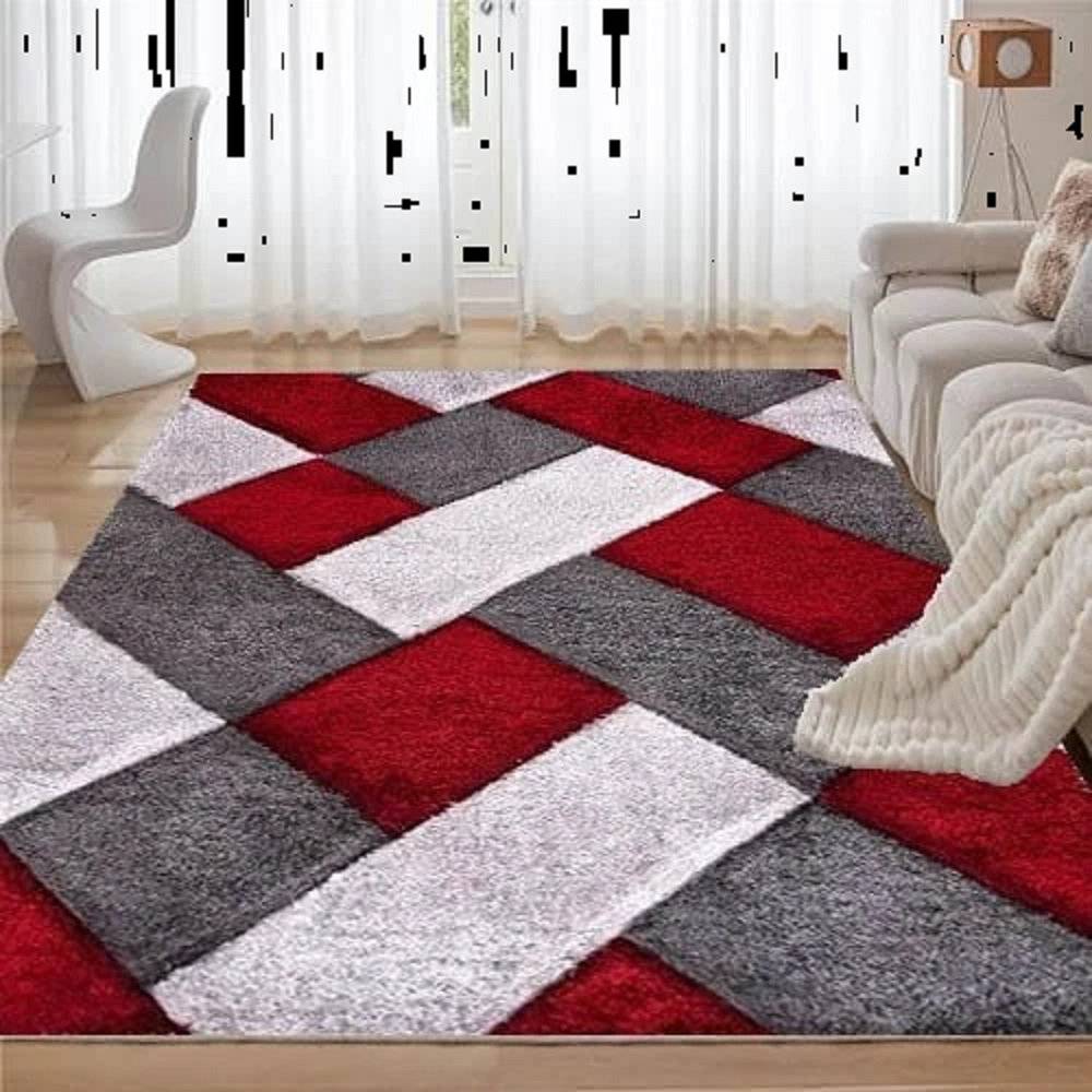 Ebern Designs Shag Area Rug Rectangle 200 x 290 cm Red