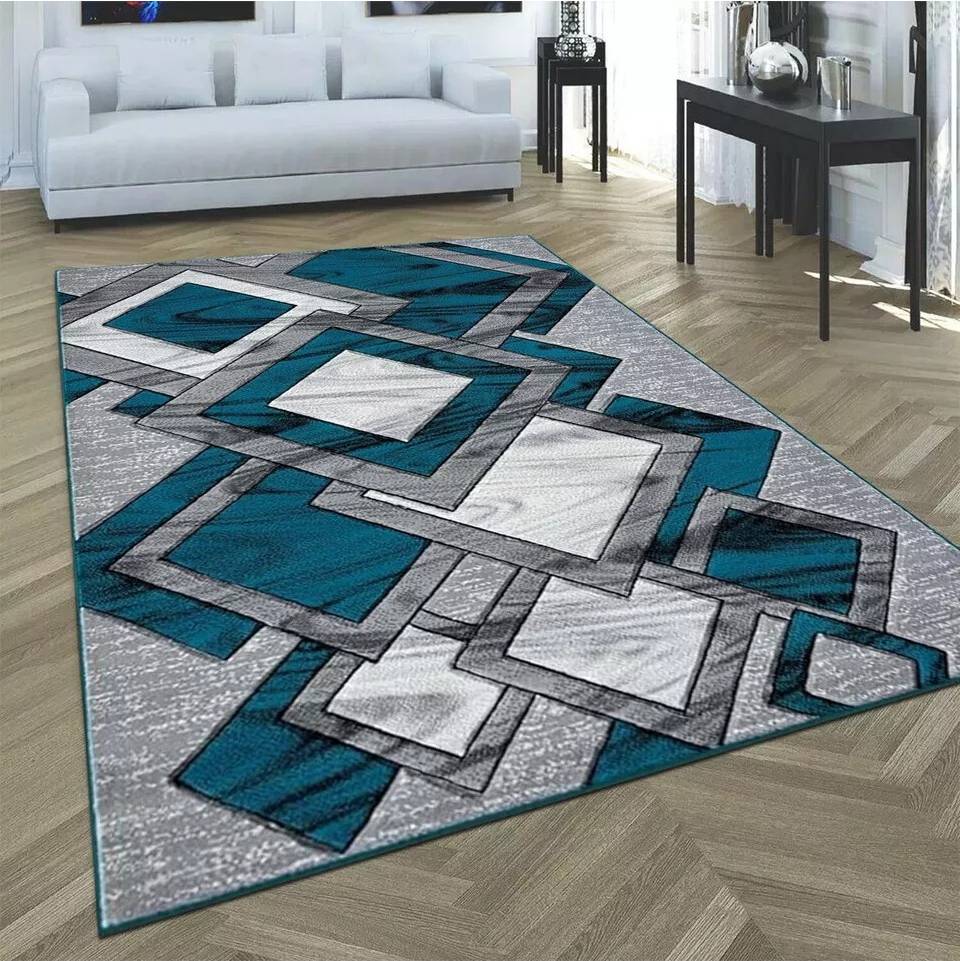 Teal rugs for living room Modern Extra Large Rug 80 x 150 cm