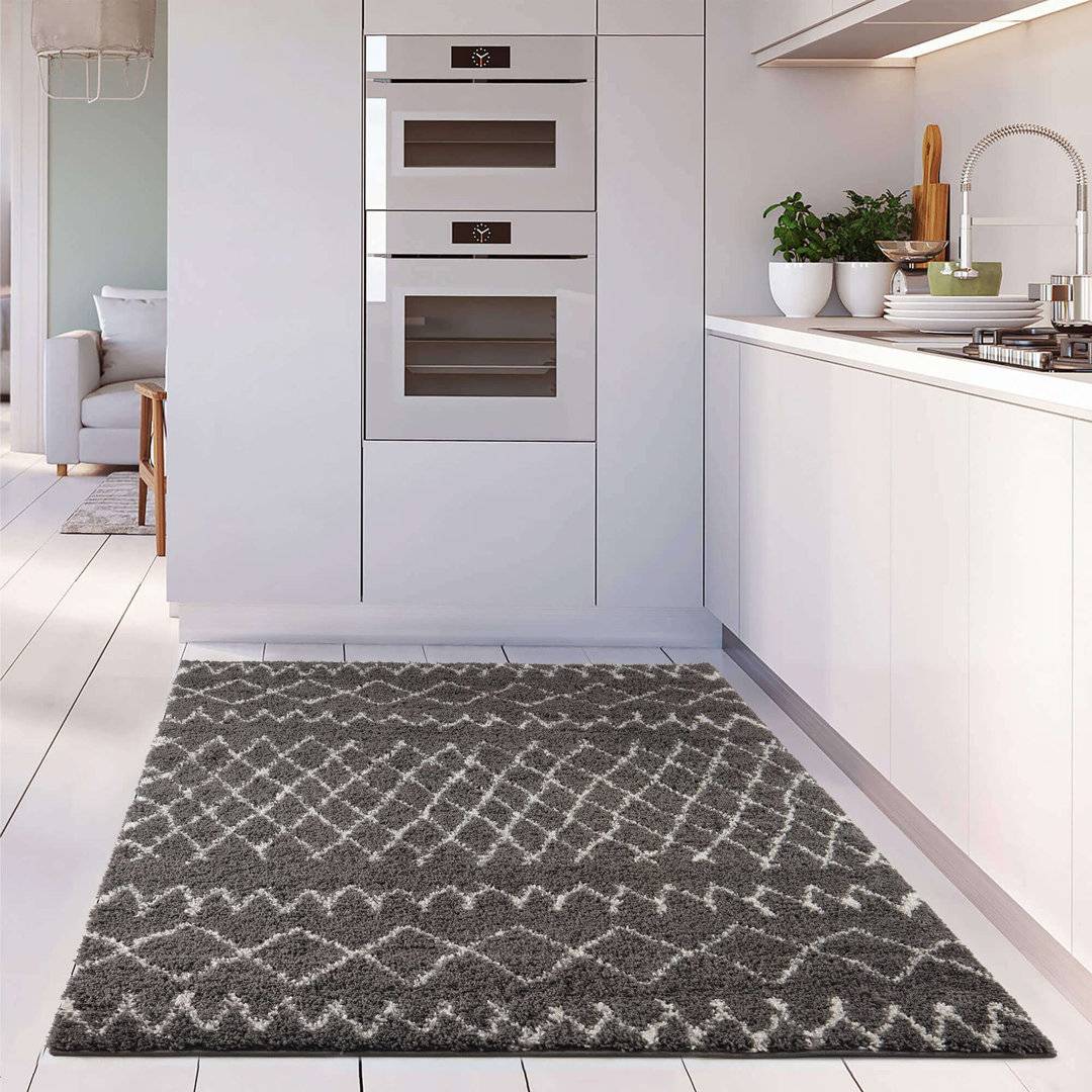 THE RUGS Shaggy Collection Rug Rectangle 60 x 110 cm Grey