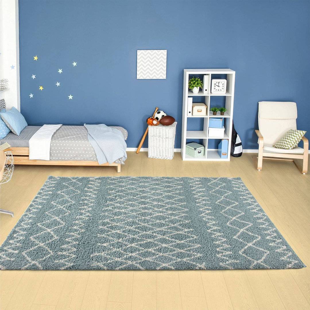 THE RUGS Moroccan Shaggy Collection Rug 80 x 150 cm Blue