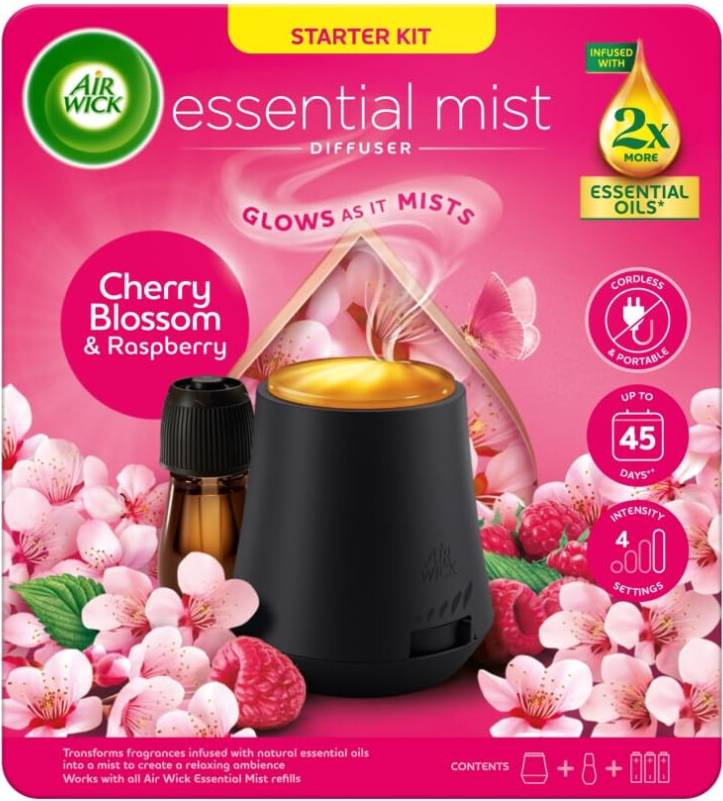 Air wick essential mist refill Air Wick Cherry Blossom Raspberry Essential Mist Kit 20ml