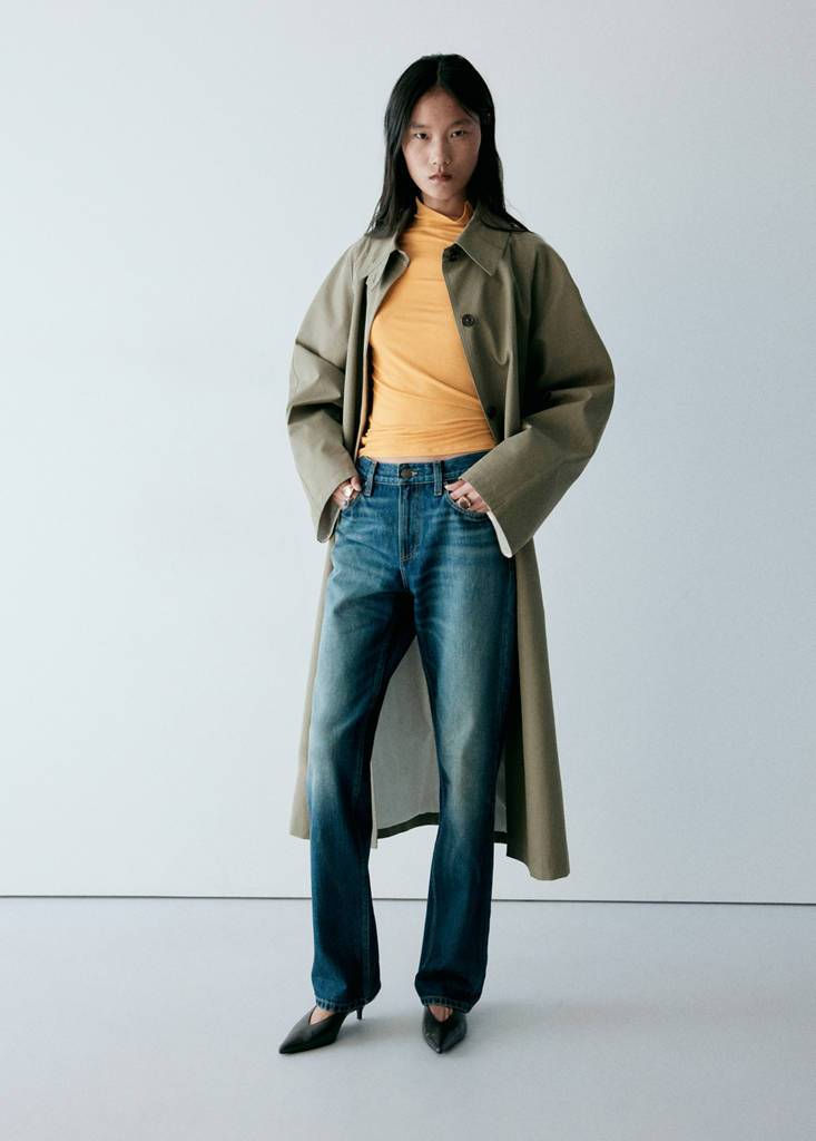 Mango Ribbed High Neck T-Shirt - Mustard