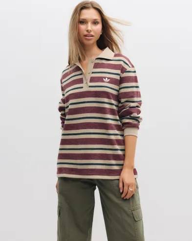 adidas Ruutu Raita Striped Polo - Large