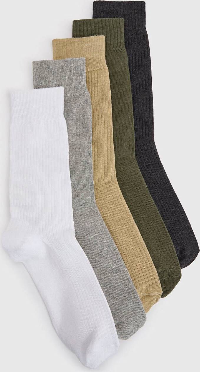 Burton Multi 5 Pack Plain Ribbed Socks - Multicolor