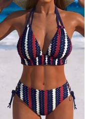 Modlily Mid Waisted Flag Print Bikini Set - Multi Color