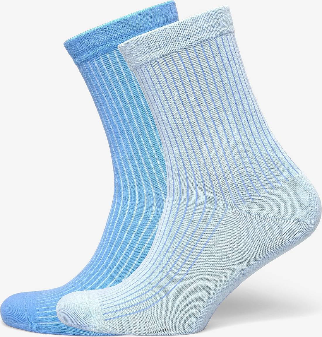 Organic Basics Core Rib Contrast Socks 2-Pack - Blue