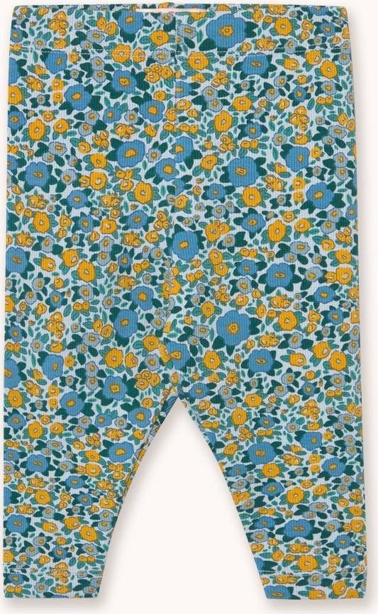 Tinycottons Flower Pattern Rib Baby Pant - Washed Blue