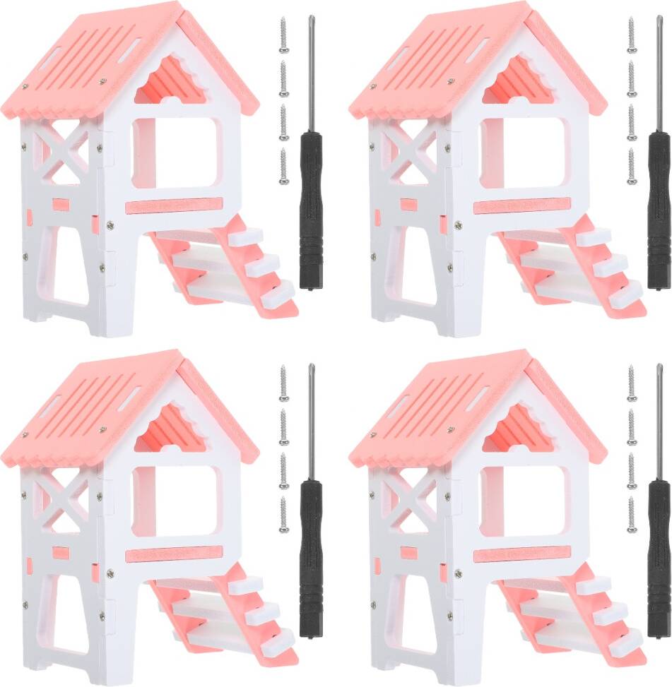 Inoomp 4 Sets Durable PVC Hamster Villa Hideout Assorted Color