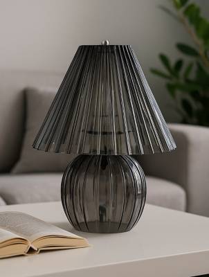 George Searchlight Ribbed Glass Table Lamp Grey Table Lamp