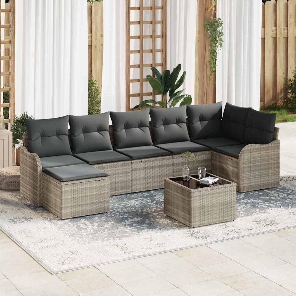 Rattan lounge Gartensofa Set Hellgrau Poly-Rattan Lounge-Set