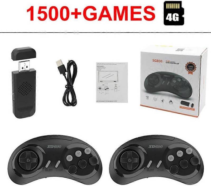 16-Bit MD Wireless Game Console with 2 Controllers