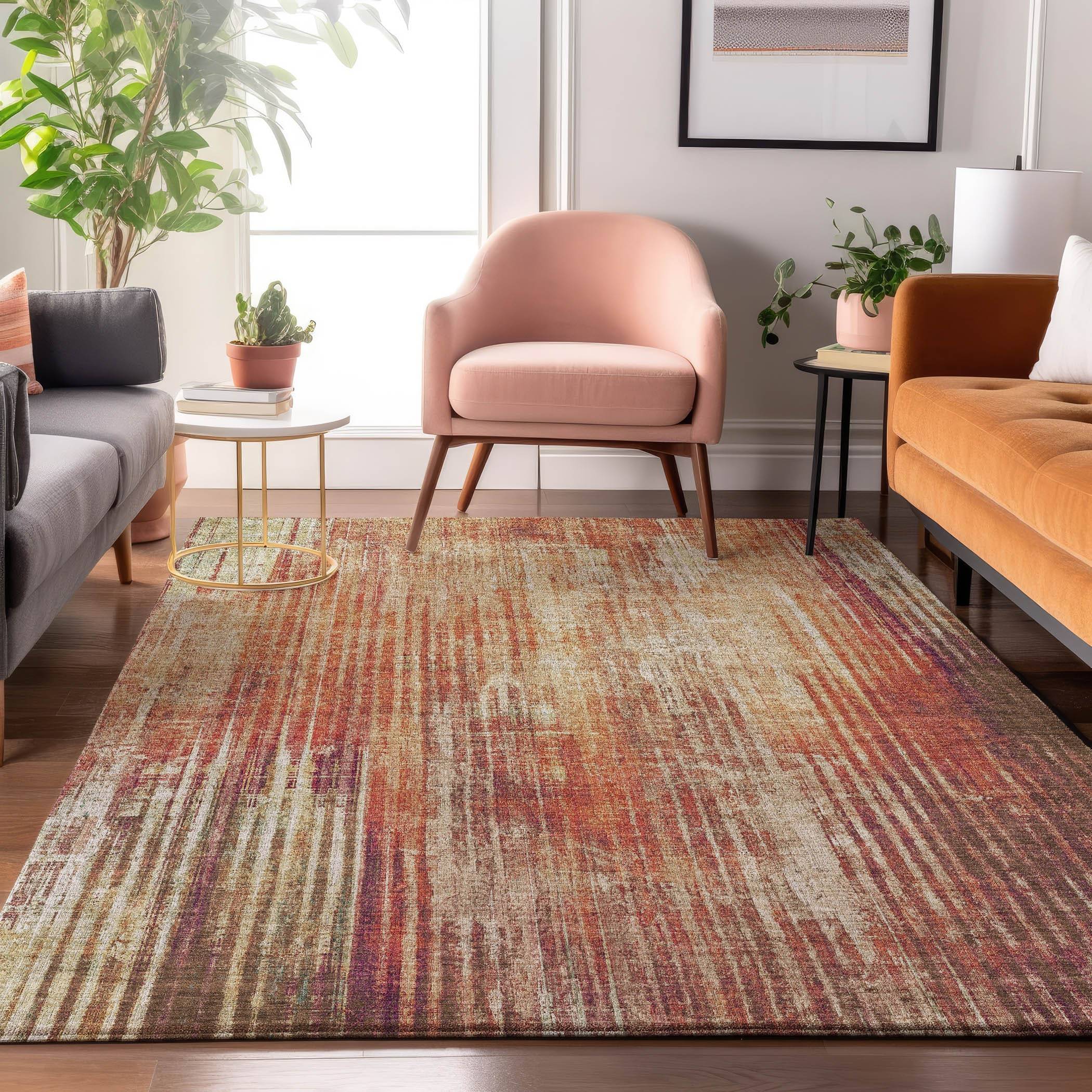 Addison Rugs Loomed Polyester Paprika Rectangular Indoor Geometric Machine 10 x 14 ft Orange