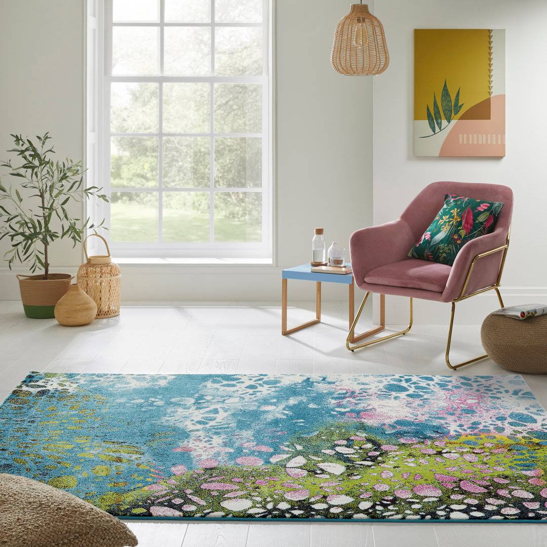 Concept Looms Abstract Area Rug Rectangular 80 x 150 cm Blue